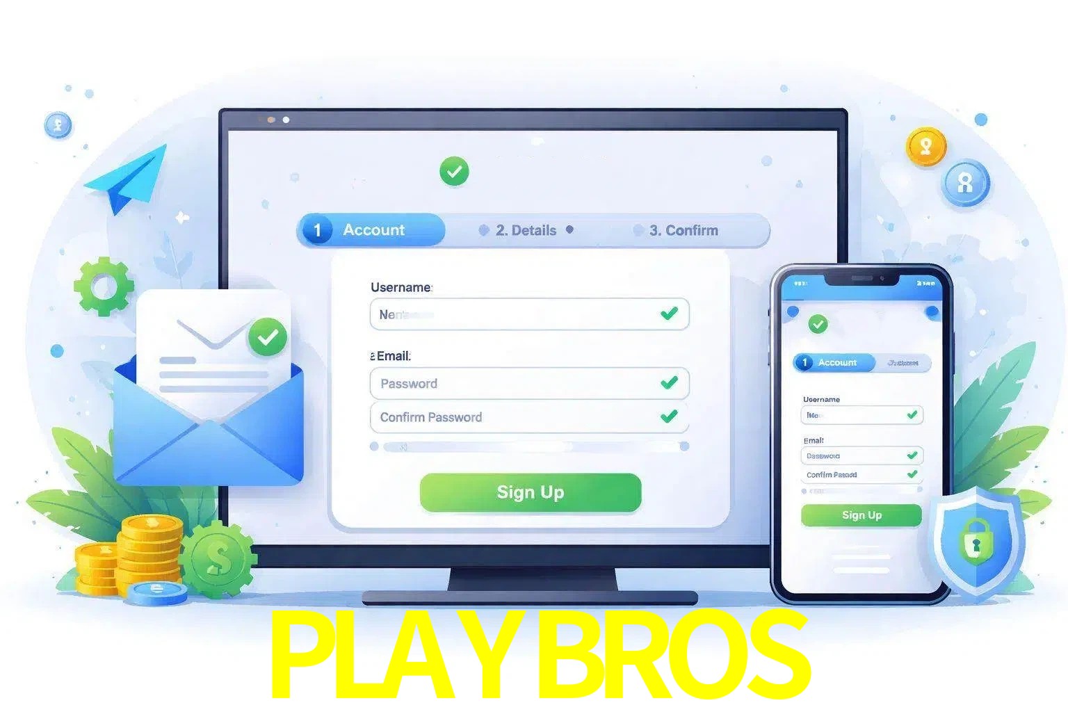 Registro de nuevo usuario y configuración de cuenta PLAYBROS